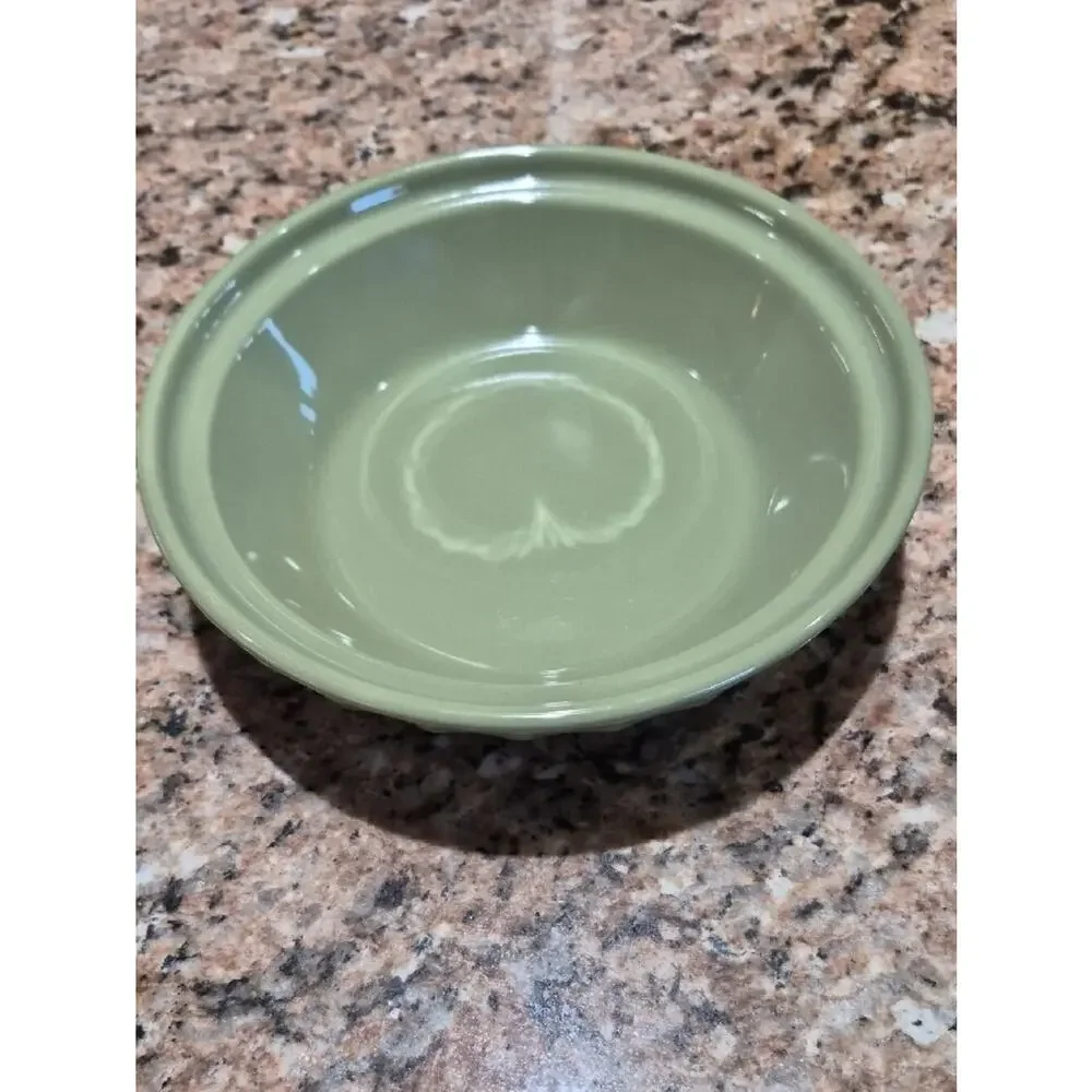 Longaberger Small Pie Plate Olive Green Ceramic Serving Bowl 7 1/4